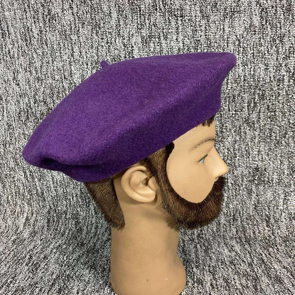 Beret Basque Wool Beret Unisex One‎ Size Purple De Luxe Vintage Artist Hat